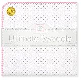 SwaddleDesigns Ultimate Receiving Blanket  - Polka Dots - Bright Pink