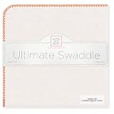 SwaddleDesigns Organic Ultimate Receiving Blanket  - Natural with Orange Trim