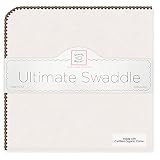 SwaddleDesigns Organic Ultimate Receiving Blanket  - Natural with Chocolate Brown Trim