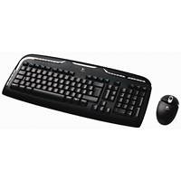Lautsprecher: Logitech Cordless Desktop EX 110 Tastatur schnurlos 103 Tasten MS W98 US + Cordless optical Mouse Schwarz