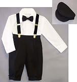 Boys Holiday Clothing, New 5 PC Boys Black Knickers Outfit with Hat