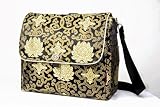 Ima Rose-N-Bloom Black/Gold Brocade Diaper Backpack/Shoulder Bag