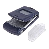 Leather Wrapped Thin Shell Blue - Motorola Razr V3, V3c, V3i
