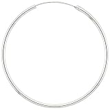 2" ( 50 mm ) Diameter Sterling Silver Large Thin Endless Hoop Earrings,