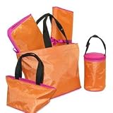 5 Piece Tote Set - Orange/Berry