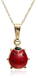 14k Yellow Gold Children's Red Ladybug Pendant, 15"