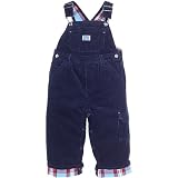 plaid-trim cord overalls