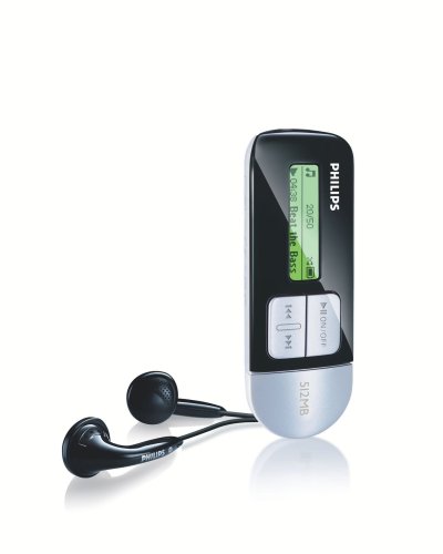 Projektoren: Philips SA 1200 Flash Tragbarer MP3-Player 512 MB silber-schwarz