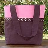 Mommy Tote - Solid Pink & Brown with Dots