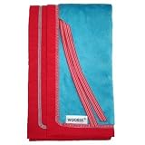 All Weather Woobee Baby Blanket - turquoise velvet w/ red backing
