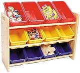 See and Store Toy Rack with 12 Open Bins - (Red/Yellow/Blue)