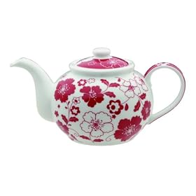 Typhoon Red Mono Floral Teapot 6 Cup Teapot: Home & Garden : white and red floral designer kitchen porcelain