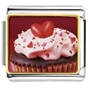 Pugster Chocolate Cupcake Love Stainless Steel Heart Celebration Valentine Italian Charm Link