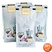 Coffee Masters Flavored Coffee, Coconut Creme, Whole Bean, 12-Ounce Valve Bag, (Pack of 4)