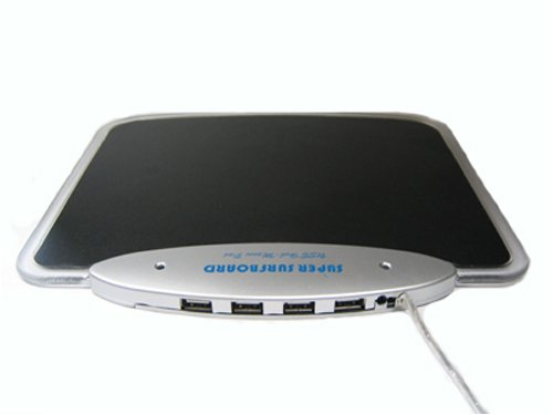 MP3 Player: MEXXTRONICS - Mousepad Maus-Pad Mauspad 4 Port USB HUB u. blaue LED