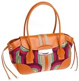 Prada Women's Canvas Handbag with Leather Trim, Fuxia