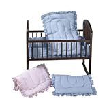 Gingham Portable Crib Set - color: light blue gingham