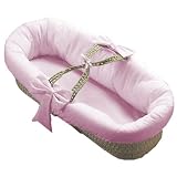 Eyelet Fitted Baby Moses Basket - Color Pink