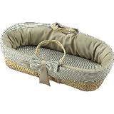 Seersucker Gingham Moses Basket - Color Khaki