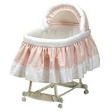 Pretty Pique Bassinet Liner and Hood - Pink - Size 13x29