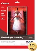 Canon Fine Art Paper Photo Rag 8.5x11 20 Sheets (0587B005)