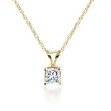 Jewelry : 14k Yellow Gold, Princess-Cut, Diamond Classic 4-Prong Pendant (1/3 cttw, J-K Color, I2-I3 Clarity) :  yellow gold precious pendant jewelry design