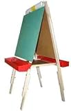 Beka Adjustable Double-Sided Paper Holder Easel, Magnetic and Chalkboard Surfaces, Paper Cutter, Red Trays