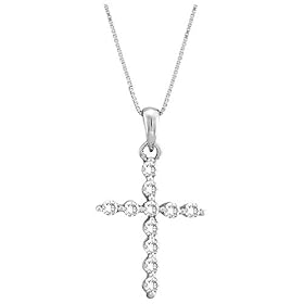 10k White Gold Diamond Cross Pendant from amazon.com