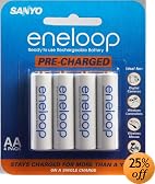 SANYO eneloop 4 Pack AA NiMH Pre-Charged Rechargeable Batteries