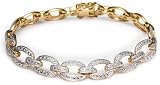 Jewelry : 18k Gold Overlay Sterling Silver Diamond Accent Bracelet, 7.25 