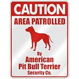 CAUTION  AREA PATROLLED BY AMERICAN PIT BULL TERRIER SECURITY CO.  PARKING SIGN DOG