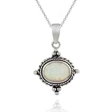 Sterling Silver Bali Design Pendant with Opal Stone