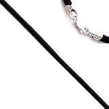 18 Inch Long 2.0mm Diameter Black Leather Cord Necklace w/Sterling Silver Clasp