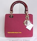 Dior Handbags (Fuchsia) Med. Lady Dior NUD44550 Nubuck Leather