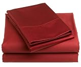 Renaissance 600-Thread-Count 100% Cotton Sateen Queen Sheet Set, Burgundy