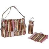 Laminated Buckle Bag Multi Stripes Chocolate-Pink