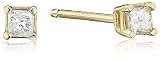 10k Gold, Princess-Cut, Diamond Stud Earrings (1/10 cttw, IJK Color, I2-I3 Clarity)