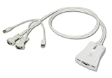ラトックシステム REX-KVM パソコン自動切替器USB接続ケーブル一体型 ホワイトモデル REX-210CUW