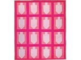 ArtisanStreet's Magenta Maccabee Dreidel Comforter. Features Dreidel Shapes In Light Pink On A Coral Background With Magenta Borders. Comforter Is Made From 100% Cotton Fabrics With Hand Tufting & Finishing. Measures 42 X 46 Inches.