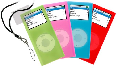 Elektronik und Foto: Artwizz SeeJacket Silikon H�lle f�r Apple iPod nano (2.Generation) 4er Pack (rot, blau, pink, gr�n)