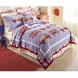 Fire Truck Full / Queen Quilt with 2 Shams