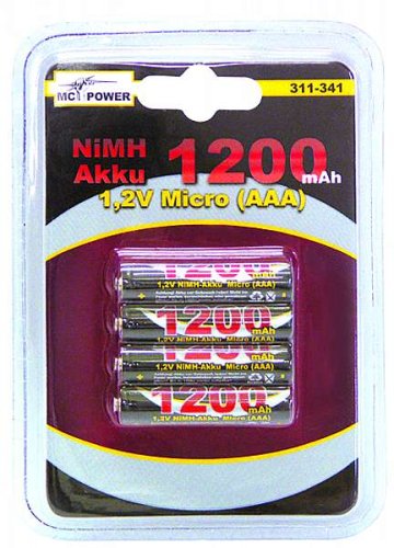 MP3 Player: McPower 1,2V NiMH Akku Typ Micro / AAA 1200mAh 4-er Pack