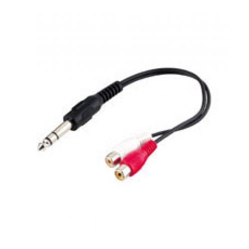 Zubeh&ouml;r: 0,2m 2x Cinch Kupplung > 6,35mm stereo Stecker