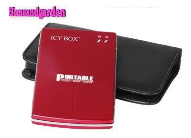 Heimkinosysteme: HAG Storage Festplatte 80 GB extern rot USB 2.0 pocket 2,5 Zoll ( Hitachi inside ) - mit Tasche