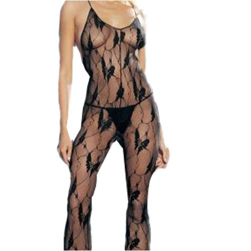 Spaghetti Strapped Butterfly Lace Bodystocking