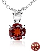Sterling Silver 6mm Round Garnet Pendant, 18