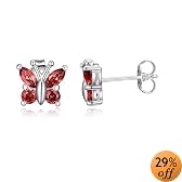 Sterling Silver Garnet Butterfly Earrings