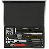 Watch Repair Tool Kit- Battery Changing Case Back Opening Band Link Pin Sizing Tools Compact Leather Box for Easy Storage