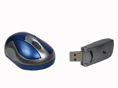 Audio und Video: USB 3-Tasten/Wireless Maus/optical+Scrollrad in blau inkl. USB Stick f�r den Empfang der Funkmaus