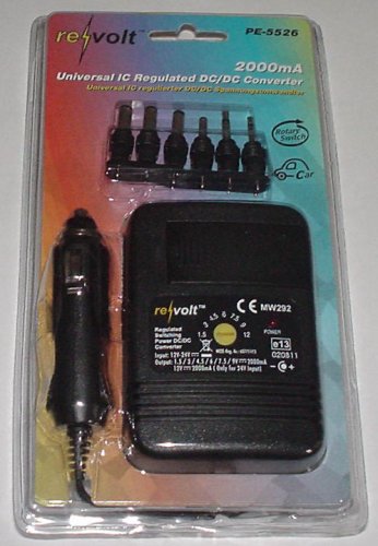 Kompaktanlagen: KFZ DC/DC Spannungswandler mit 7-stufiger Spannungswahl (stabi.) 2000mA 12/24V - mobile Stromversorgung f�r portable TVs, DVD-Player, Videospiele u.v.m.